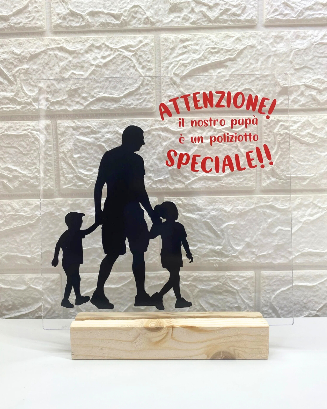 TARGHETTA CON BASE IN LEGNO