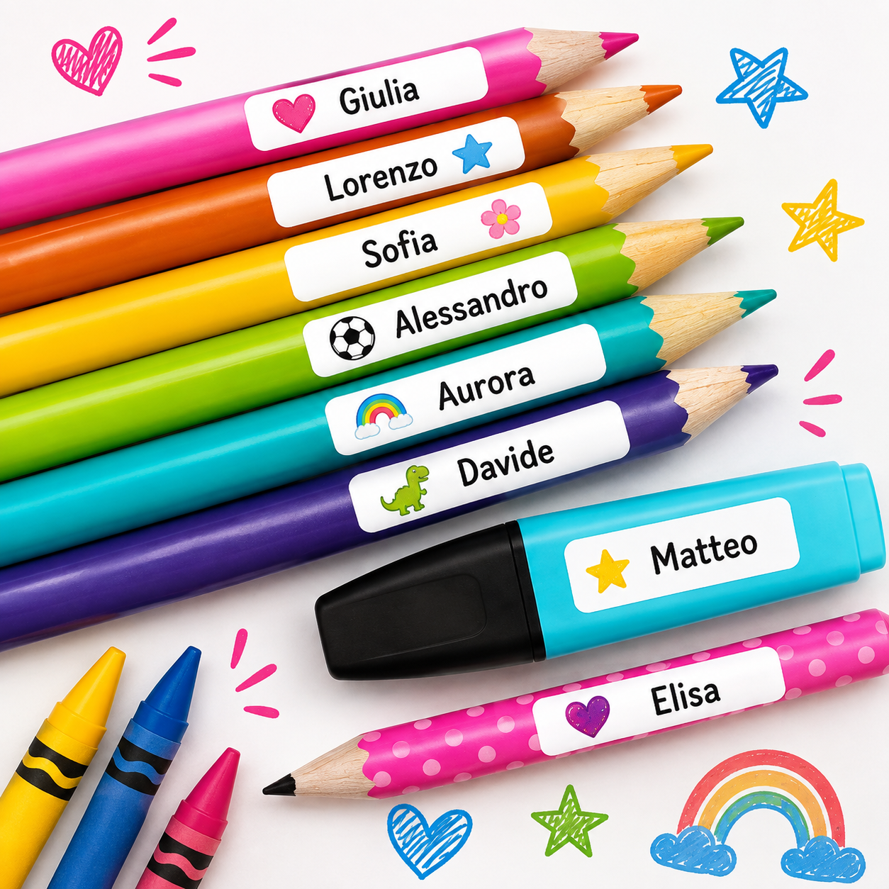 100 ETICHETTE ADESIVE PER LA SCUOLA