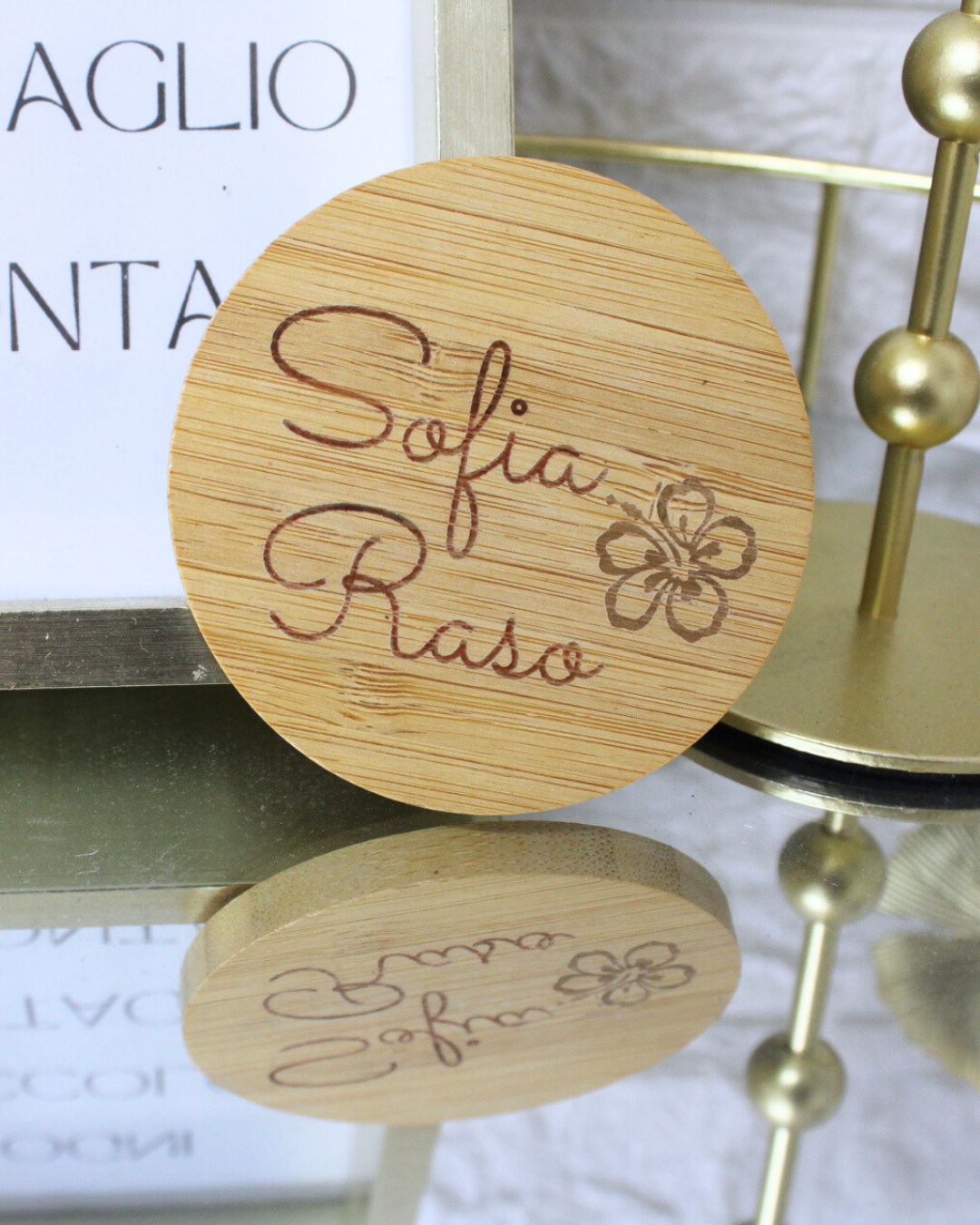 SPECCHIETTO IN LEGNO CON INCISIONE