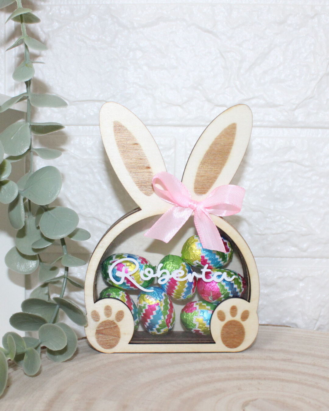 CONIGLIETTO IN LEGNO CON OVETTI