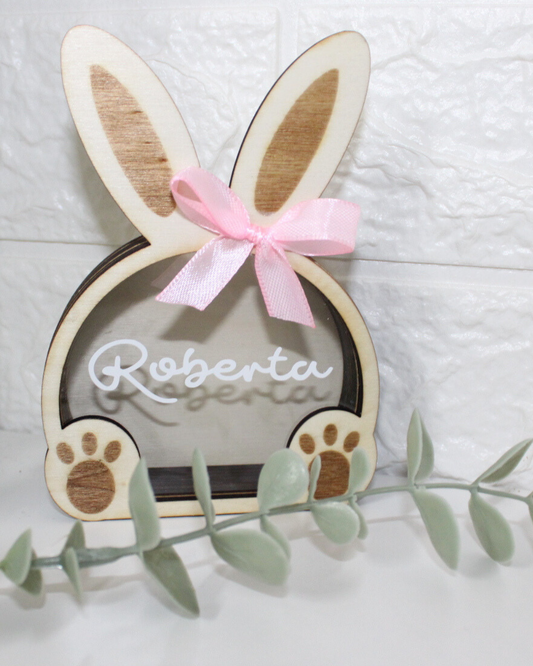 CONIGLIETTO IN LEGNO CON OVETTI